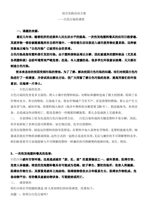 综合实践活动方案白色污染