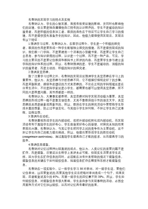 布鲁纳的发现学习的特点及实例免费范文精选