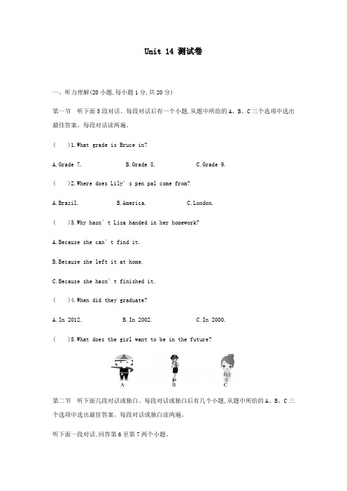 人教新目标九年级英语全册Unit 14 测试卷