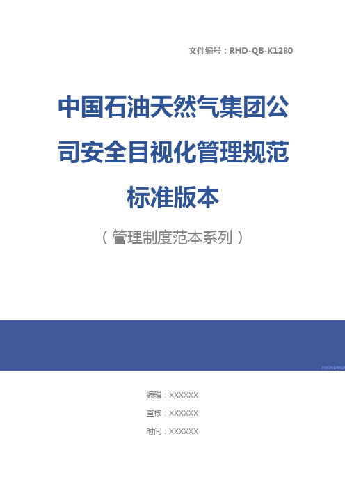 中国石油天然气集团公司安全目视化管理规范标准版本