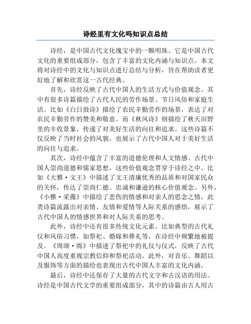 诗经里有文化吗知识点总结