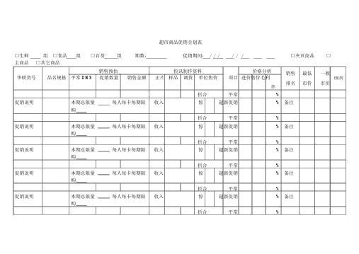 超市商品促销企划表