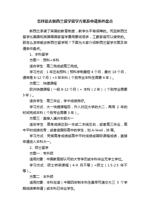 怎样能去新西兰留学留学方案及申请条件盘点