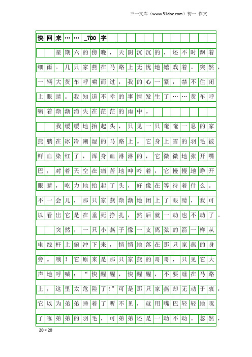 初一作文：快回来……_700字