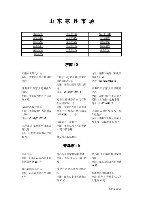 山东省家具城汇总