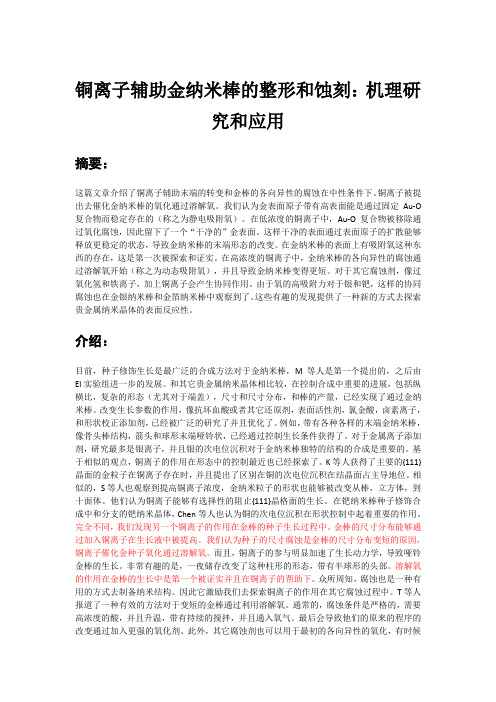 铜离子腐蚀金棒分析