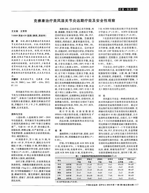 克痹康治疗类风湿关节炎远期疗效及安全性观察