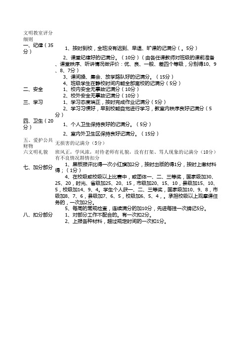 文明教室评分细则