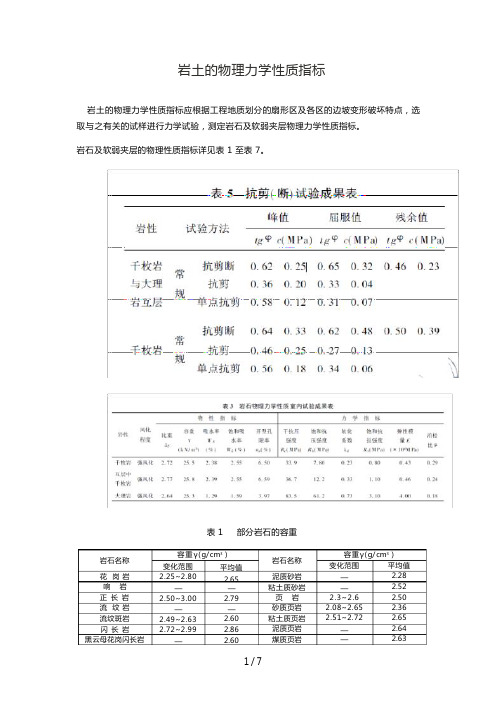 岩土的物理力学性质参数