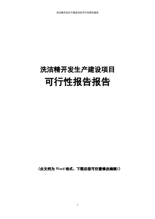 洗洁精项目可行性报告