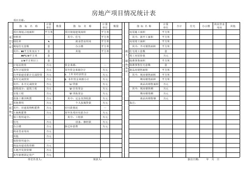 房地产项目统计表