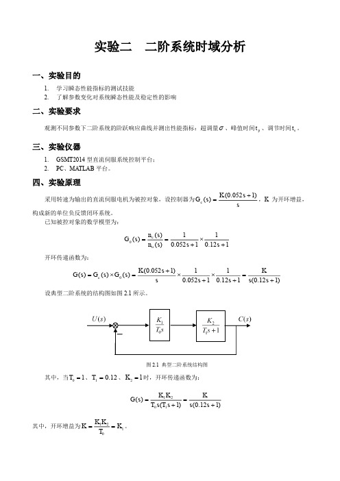 实验二二阶系统时域分析