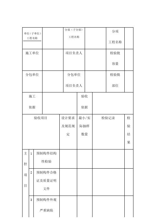 预制构件进场检验批质量验收记录