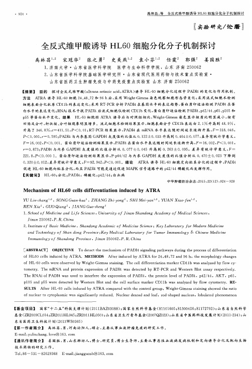 全反式维甲酸诱导HL60细胞分化分子机制探讨