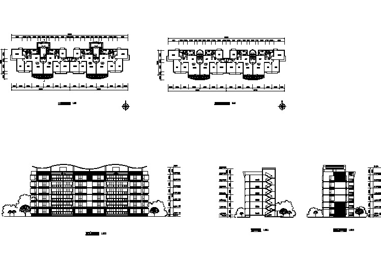 某地六层住宅区楼房户型建筑设计图