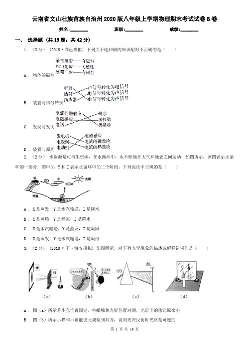 云南省文山壮族苗族自治州2020版八年级上学期物理期末考试试卷B卷