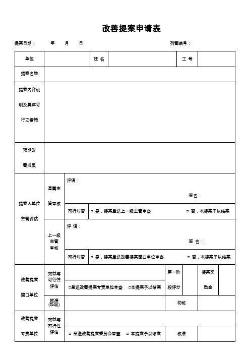 改善提案申请单