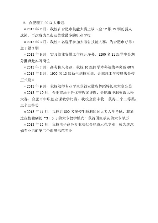 2、合肥理工学校2013大事记