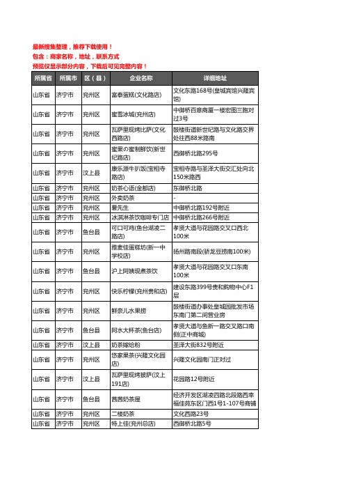 新版山东省济宁市奶茶行业企业公司商家户名录单联系方式地址大全91家