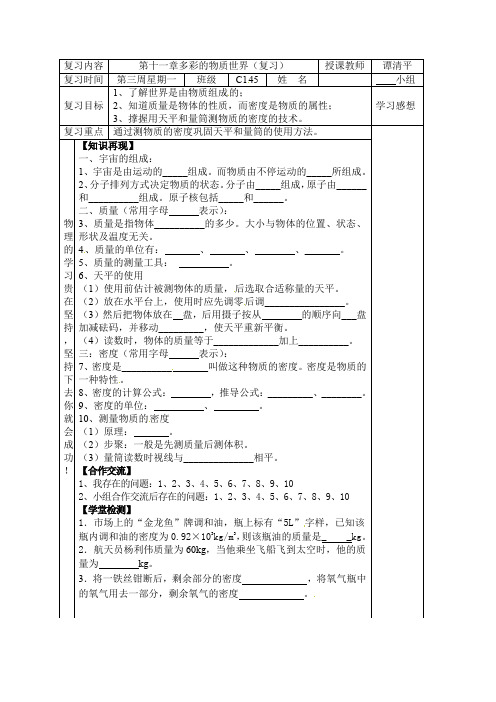 第十一章多彩的物质世界复习-学案