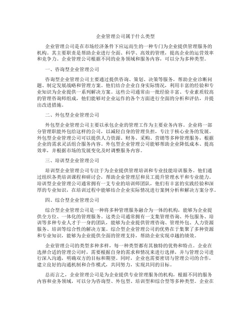 企业管理公司属于什么类型