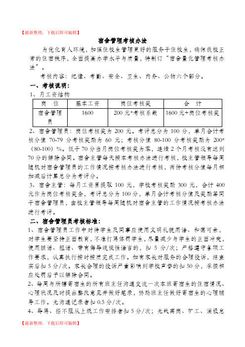 宿舍管理员考核办法(完整资料).doc