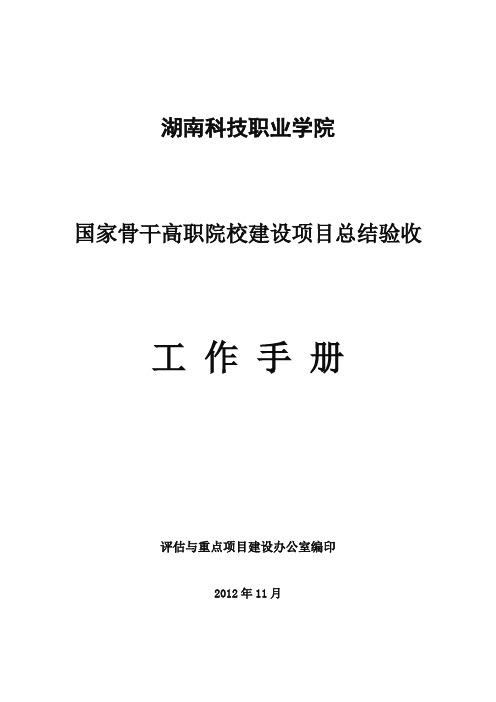 国家骨干高职院校建设项总结验收工作手册