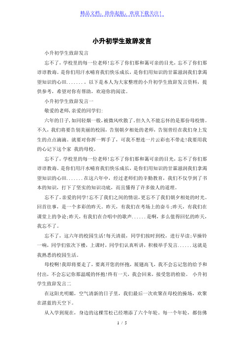 小升初学生致辞发言