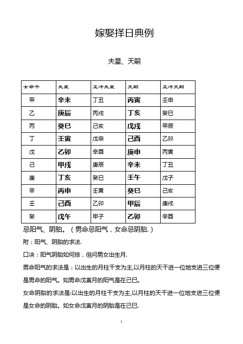 嫁娶择日宝典【范本模板】