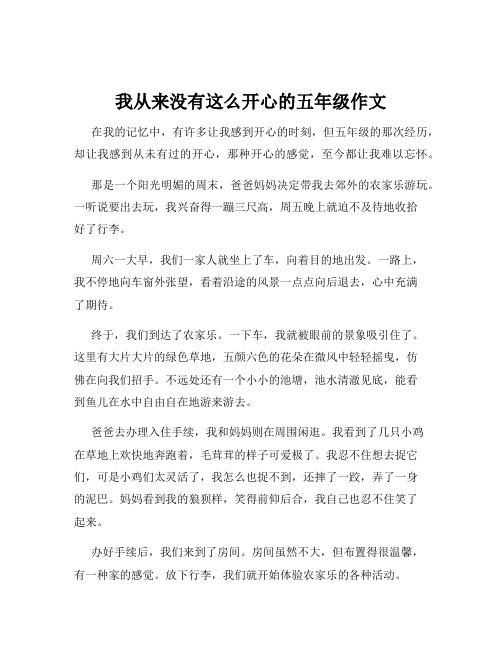 我从来没有这么开心的五年级作文