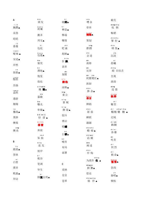 初中二级词汇表