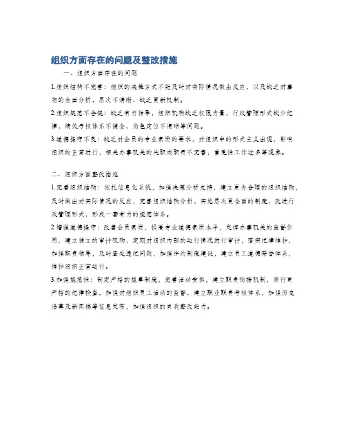 组织方面存在的问题及整改措施