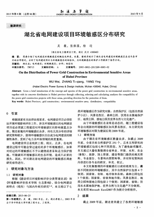 湖北省电网建设项目环境敏感区分布研究