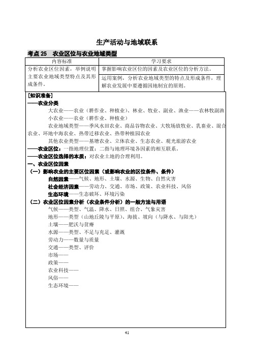 考点25  农业区位与农业地域类型