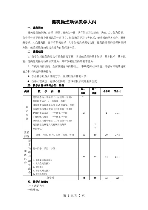 健美操选项课教学大纲