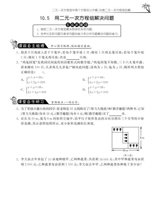 用二元一次方程组解决问题