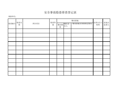 安全隐患排查登记表excel模版 