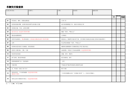 车辆交付检查表