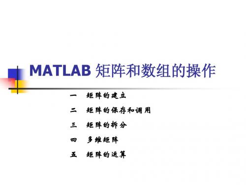 Matlab矩阵和数组的操作