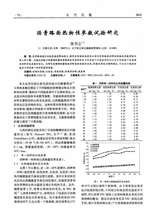 沥青路面热物性参数试验研究