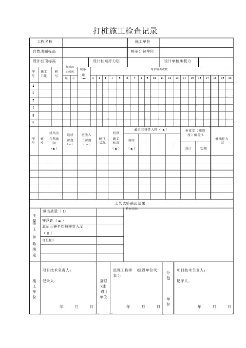 打桩施工检查记录