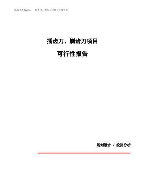 插齿刀、剃齿刀项目可行性报告(投资建议模板参考)