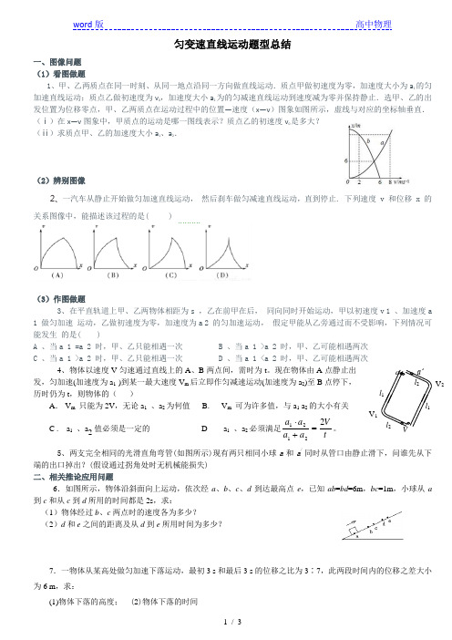 人教版高一物理必修一第二章专题：匀变速直线运动题型总结(附答案).doc