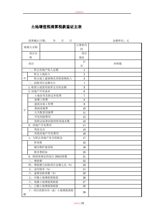 土地增值税清算表格