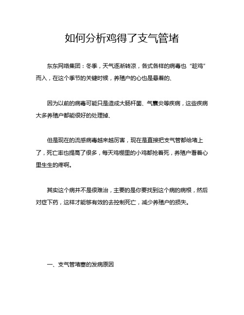 如何分析鸡得了支气管堵