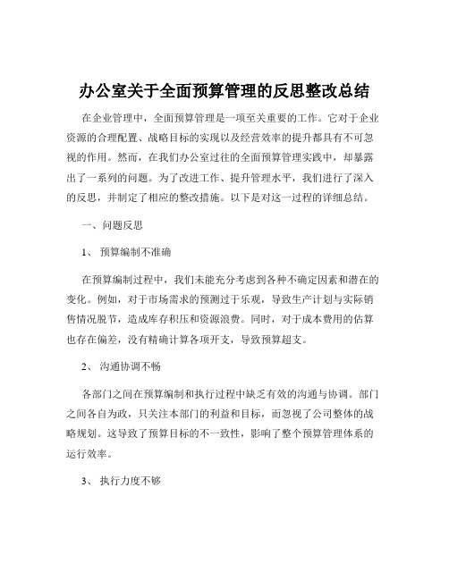 办公室关于全面预算管理的反思整改总结