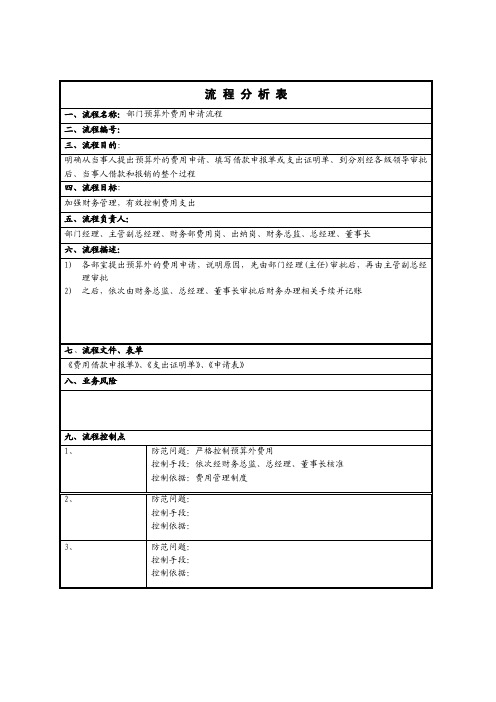 部门预算外费用申请流程分析表