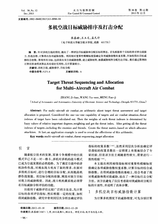 多机空战目标威胁排序及打击分配