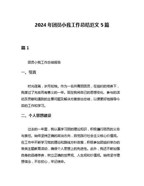 2024年团员小我工作总结范文5篇