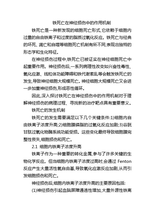 铁死亡在神经损伤中的作用机制